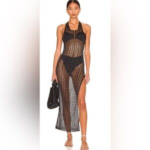superdown Black Sheer Knit Swim Coverup